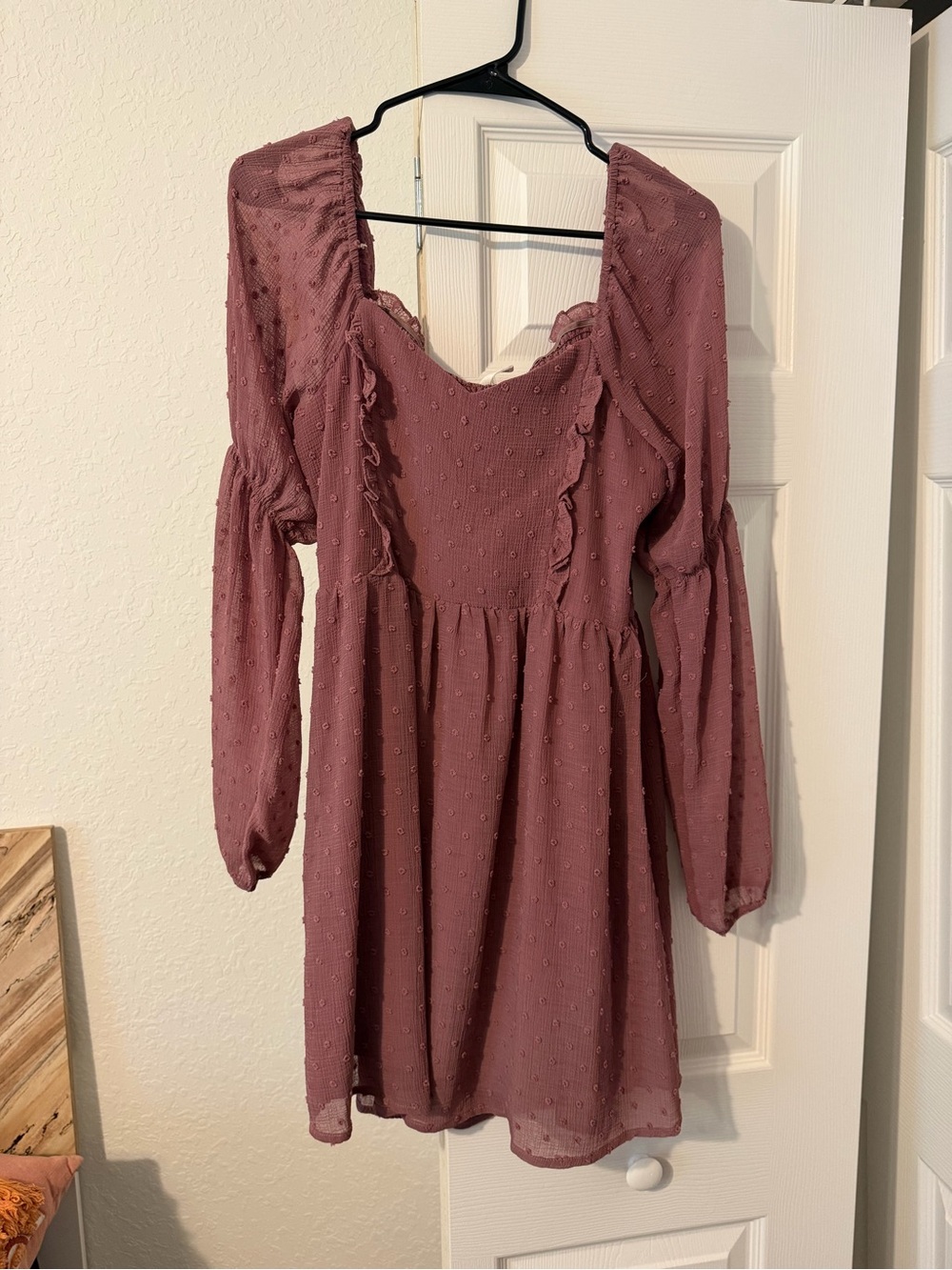 glam Dusty Rose Textured Mini Dress